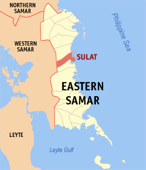 Mapa sa Sidlakang Samar nga nagpakita kon asa nahimutang ang Sulat