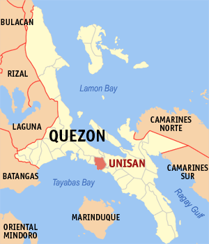 Mapa han Quezon nga nagpapakita kon hain nahimutang an Unisan