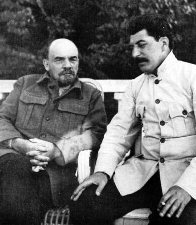 Lenin with Stalin. Lenin warned that Stalin was becoming too powerful and called for him to be removed. This is a famously doctored photo. Stalin produced it while Lenin was ill in 1922-23 to establish his credentials as a communist leader.