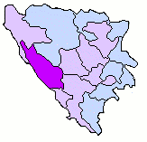 ボスニア・ヘルツェゴビナ内の第十県の位置