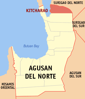 Mapa han Agusan del Norte nga nagpapakita kon hain nahamutang an Kitcharao