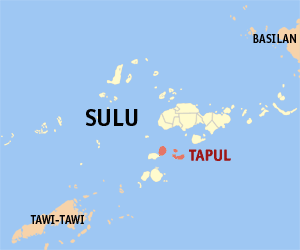Mapa han Sulu nga nagpapakita kon hain nahamutang an Tapul