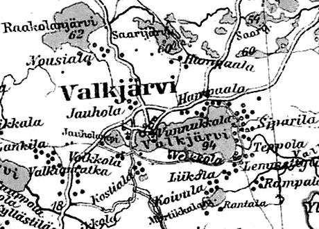 Деревня Валкъярви на финской карте 1923 года