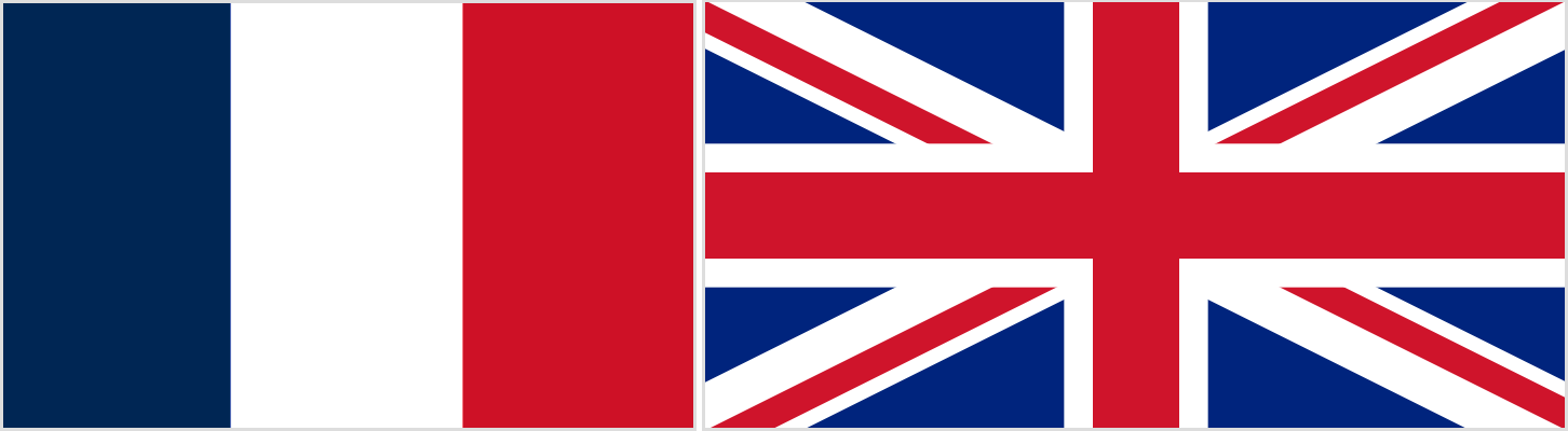 the image is of a French flag and a UK flag