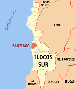 Mapa han Ilocos Sur nga nagpapakita kon hain nahamutang an Santiago