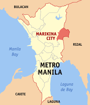 Mapa ti Metro Manila a mangipakita iti lokasion ti Marikina.