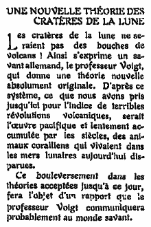 Article de 1905 sobre els cràters lunars