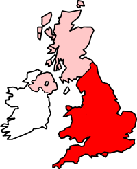 England and Wales (red), with the rest of the ...
