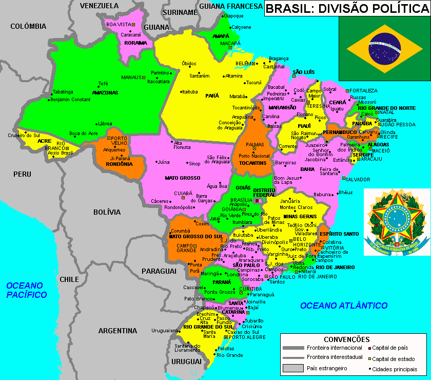 maps of brazil. File:Brazil political map