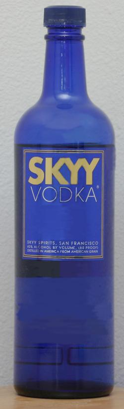 SKYY vodka bottle and logo