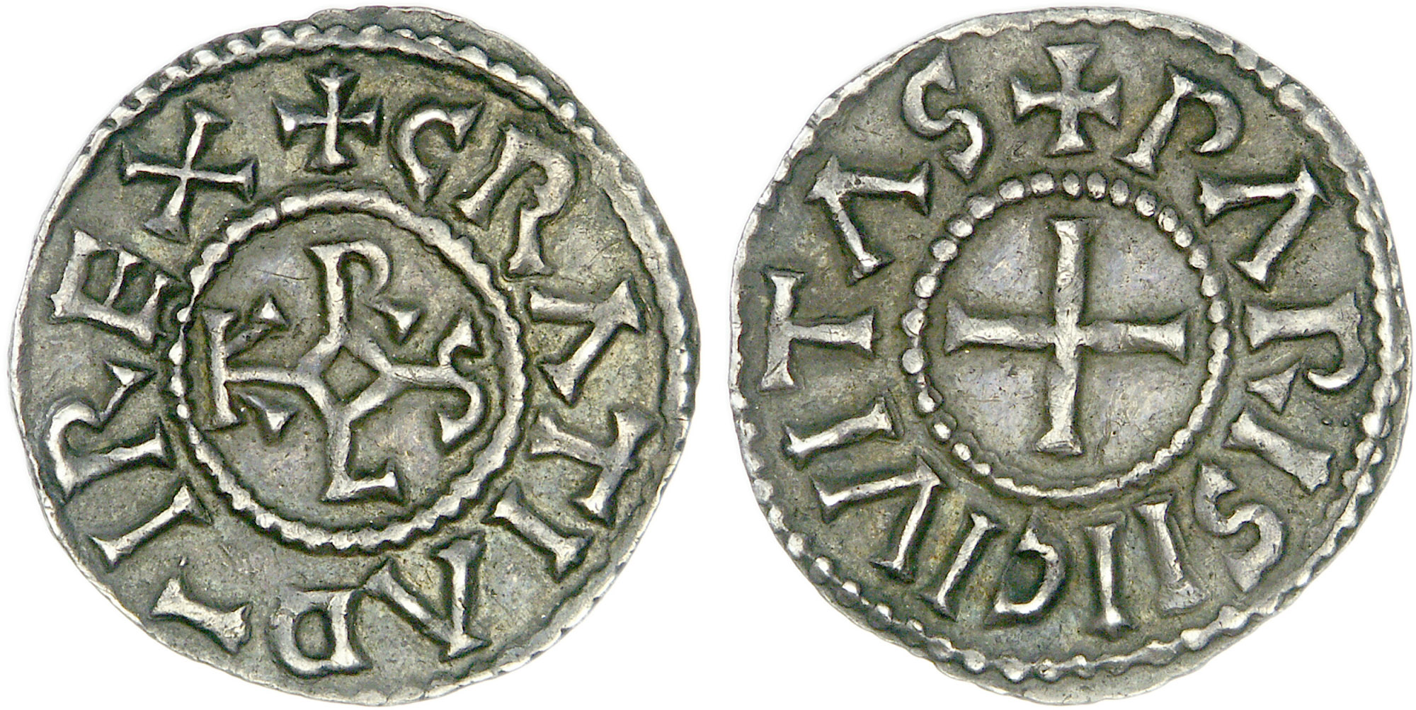 Münze, die dem westfränkischen König Karl II. dem Kahlen (843-877) zugeschrieben wird