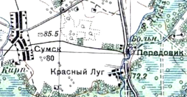 Земли современного посёлка на карте 1940 года