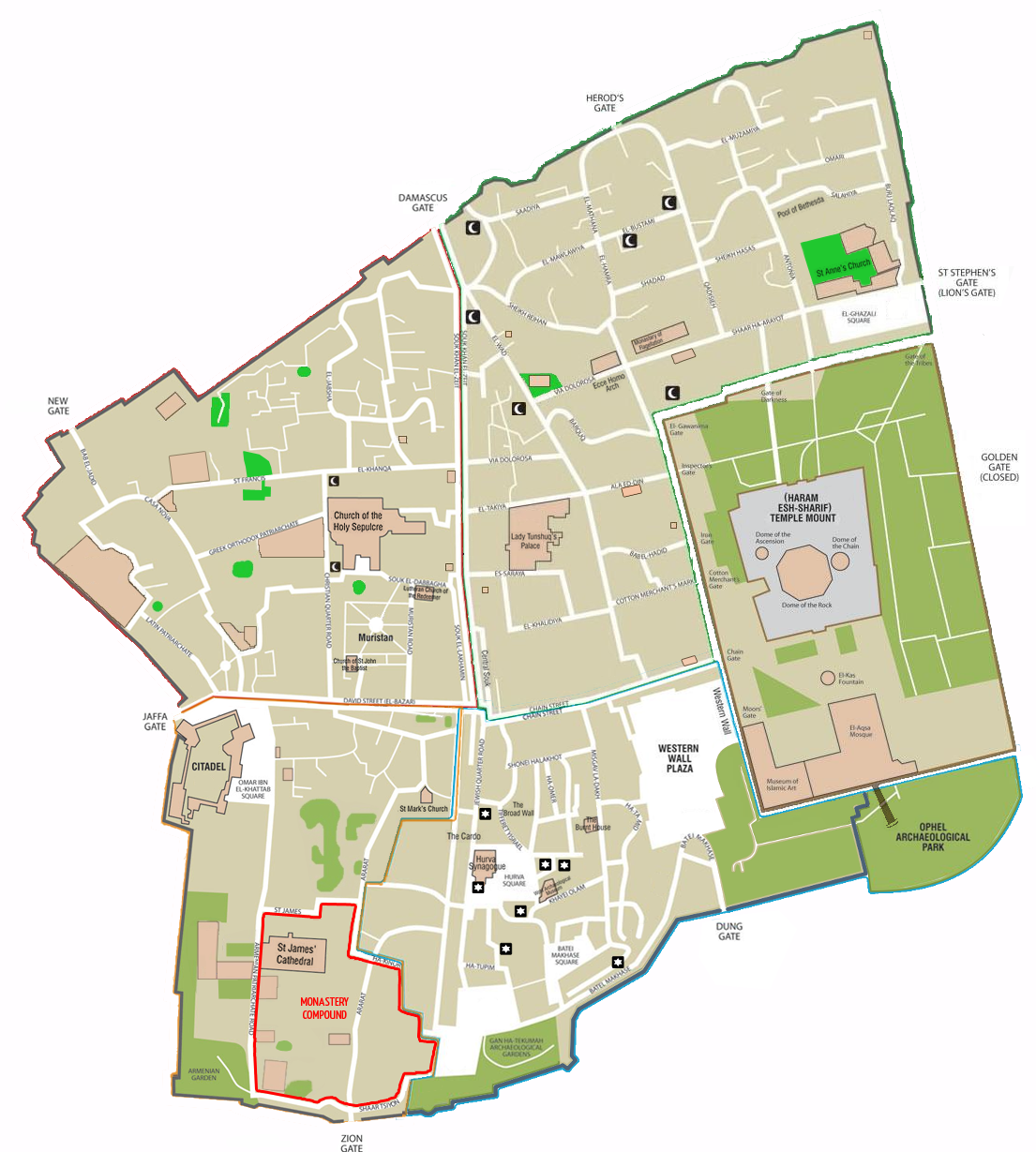 Map of Jerusalem - the old city - EN.png