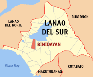 Mapa han Lanao del Sur nga nagpapakita kon hain nahamutang an Binidayan