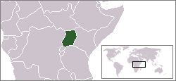 Geografisk plassering av Uganda