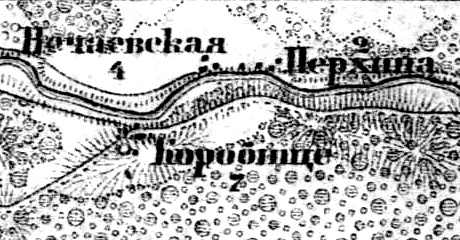Деревня Коробище на карте 1917 года