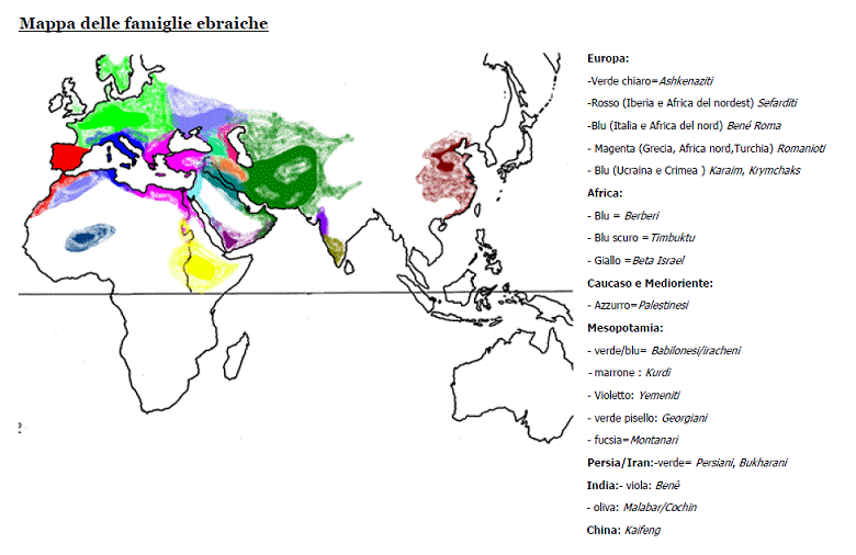 Mappa Famiglie Ebraiche nel Mondo