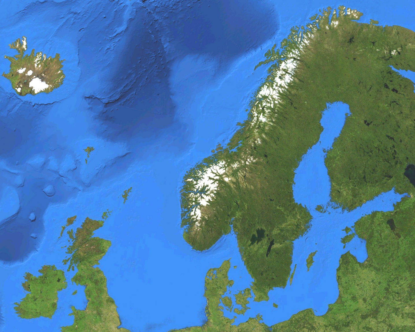 Maletg da satellit da l'Europa dal Nord