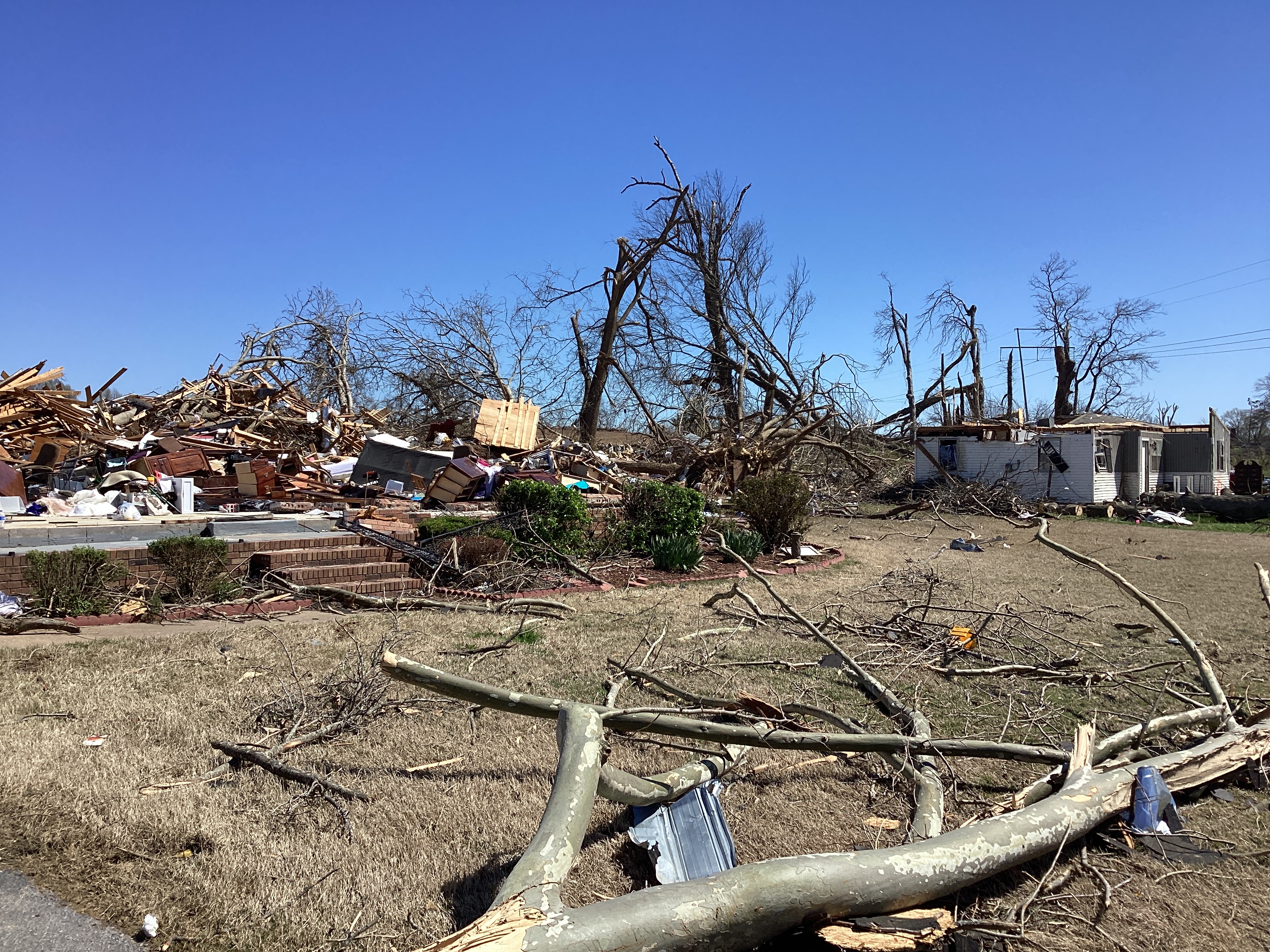 EF3 damage to a home south of Covington, Tennessee.