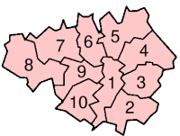 A map of Greater Manchester, with each metropo...
