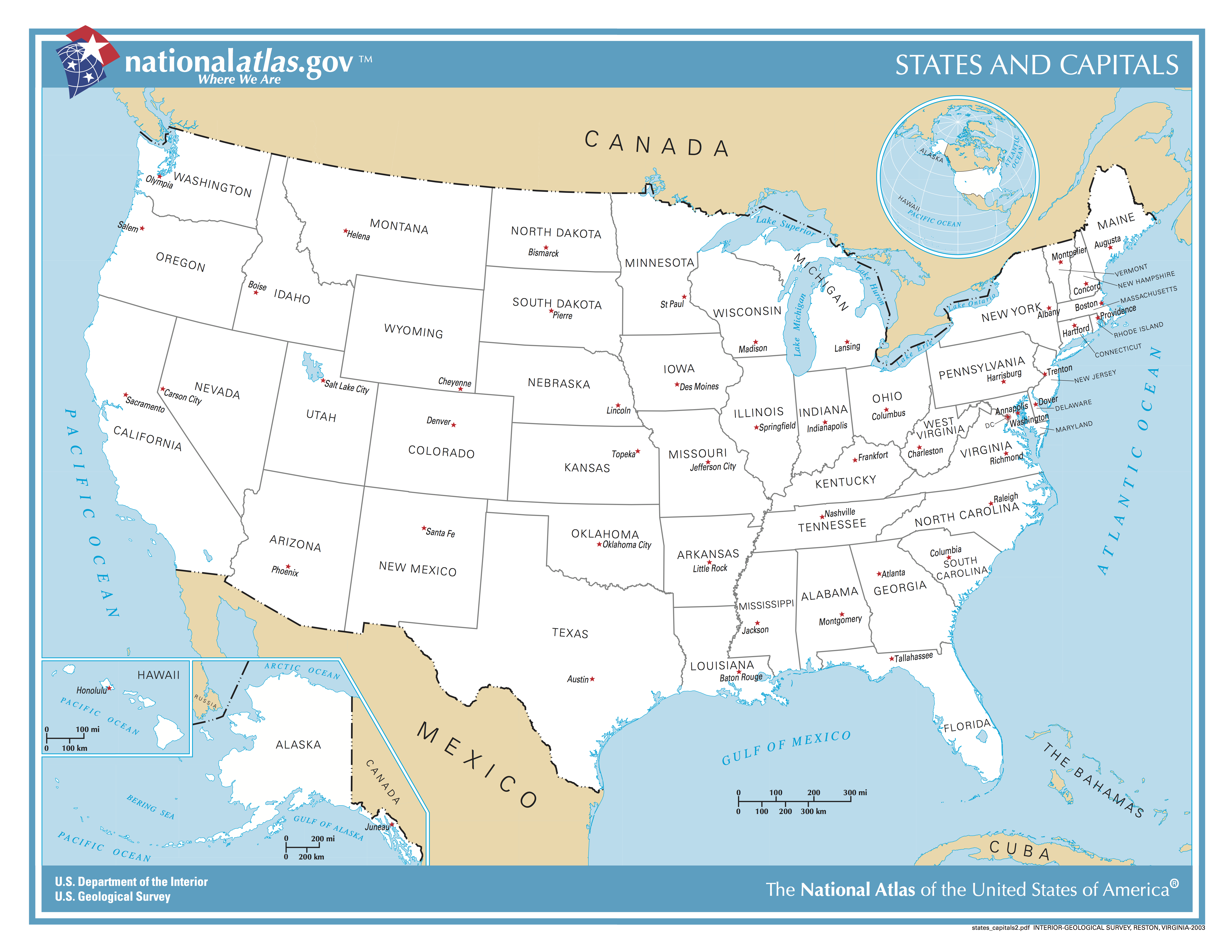 United States Map States And Capitals