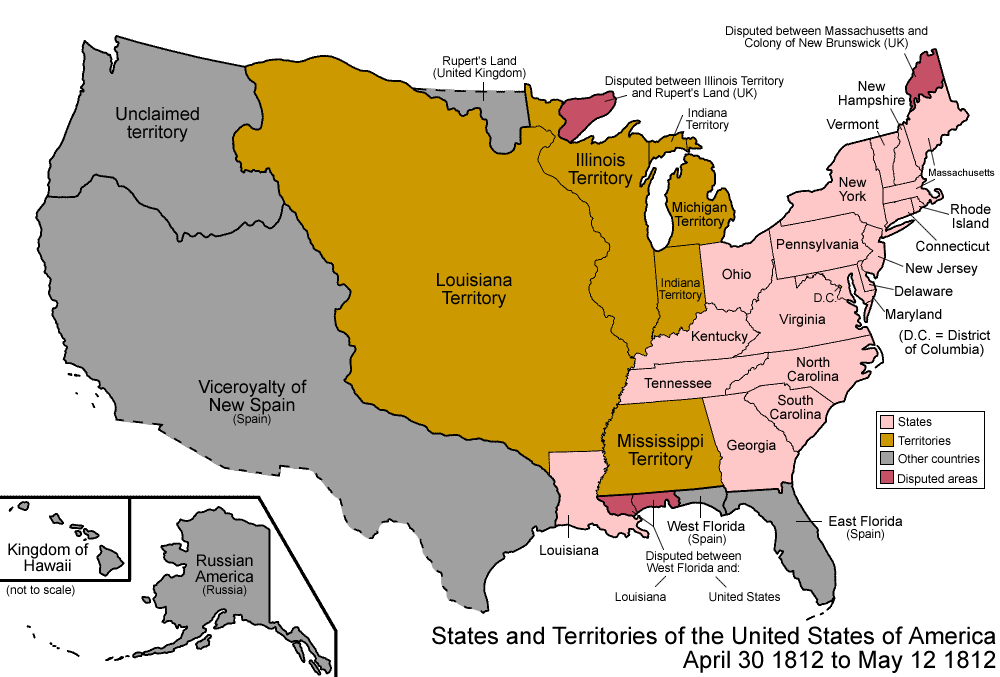 Map of the states and territories of the Unite...