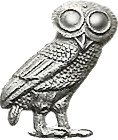 Owl of Minerva (cut off an old coin)