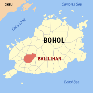 Mapa han Bohol nga nagpapakita han kahamumutangan han Balilihan