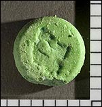 An impure tablet sold as MDMA seized by law enforcement in the United States. The tablet was determined to contain no MDMA; instead, it contained a mixture of BZP, methamphetamine, and caffeine. Bzptablet.jpg