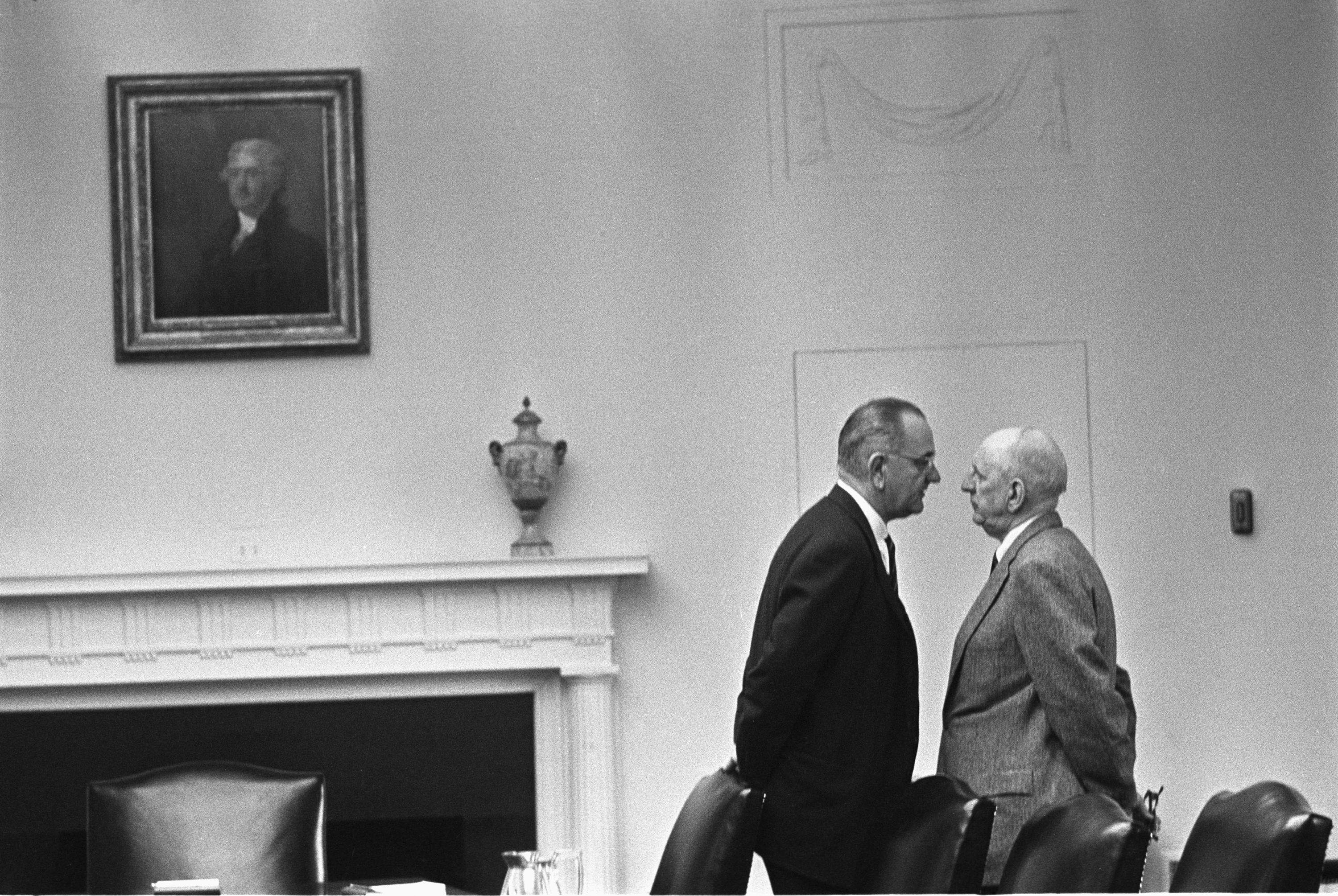Lyndon Johnson gives Senator Richard Russell the 