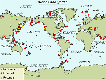 Methane Clathrate deposits per USGS