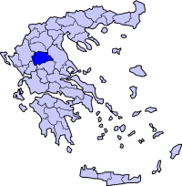 Location of Trikala Prefecture in Greece