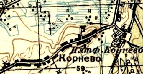 Деревня Корнево на карте 1931 года