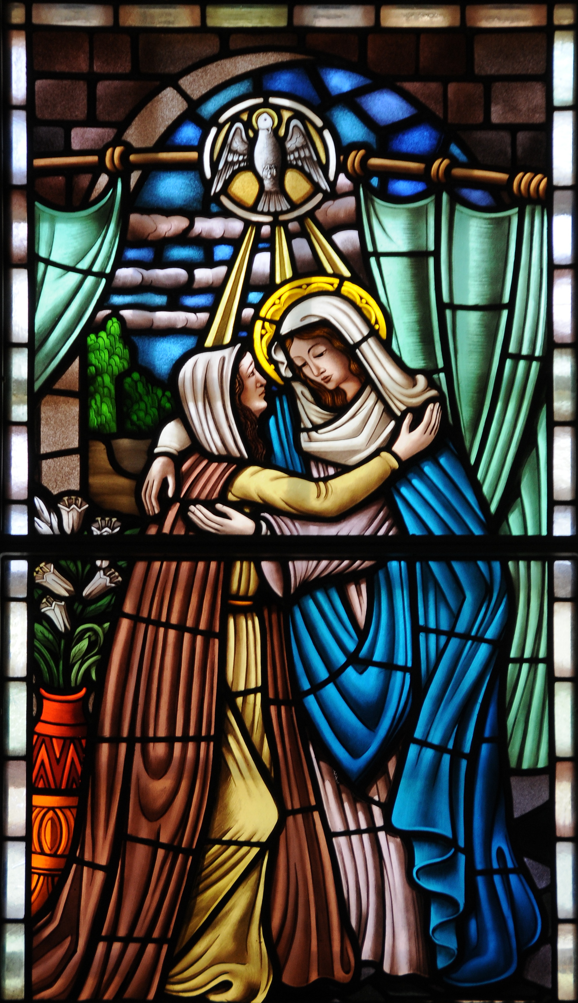  VISITATION OF MARY TO ELIZABETH, STAINED GLASS dans images sacrée