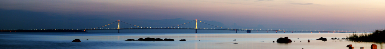 Panorama av bron år 2008 sett från Mackinac Island