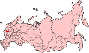 Kaluga provinco sur la mapo de Rusio