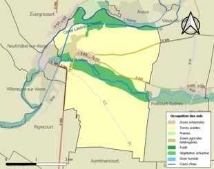 Carte en couleurs présentant l'occupation des sols.