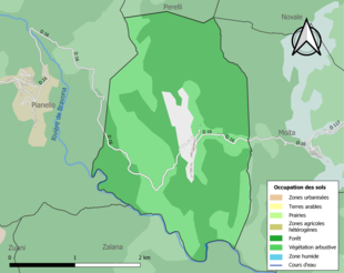 Carte en couleurs présentant l'occupation des sols.