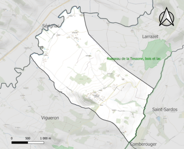 Carte de la ZNIEFF de type 1 sur la commune.