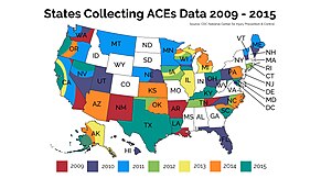 State ACEs Study surveys diagram color coded from the year 2009 to 2015 ACEs Study State Data 2009-2013.jpg