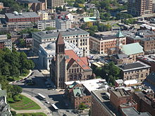 City Hall and its neighborhood seen from Erastus Corning Tower, Albany's tallest building Albanychct.jpg