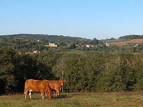 Au loin, le bourg d'Anlhiac