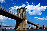 A large suspension bridge in brick