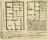 Plano de los dos pisos de la casa en donde se encontraban los autores del atentado. Grabado de E. Bravo y de Enrique Invernisio en La Locomotora.[35]​