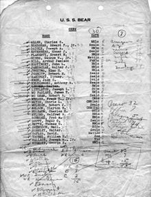 List of Bear of Oakland crew members for the 1939-1941 expedition led by Richard E, Byrd Crew of the USS Bear.jpg