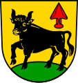 D'oro, al bove di nero, passante su una pianura di verde, al vomero d'aratro di rosso, nel cantone sinistro del capo (Großrinderfeld, Germania)