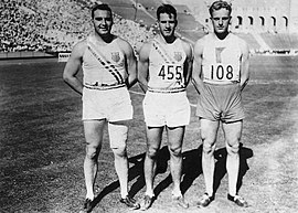 Die Medaillengewinner im Kugelstoßen (v. l. n. r.): Leo Sexton (Gold), Harlow Rother (Silber) und František Douda  (Bronze)