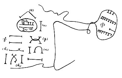 Obrázek zaznamenaného případu soudu známého jako „Ikpe“ napsaný v nsibidi z Enyongu.