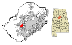 Location of Pleasant Grove in Jefferson County, Alabama.