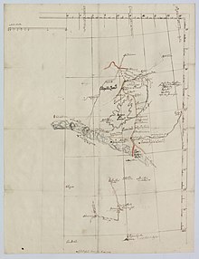 Map from the 18th century of Lake Inari with surroundings.
